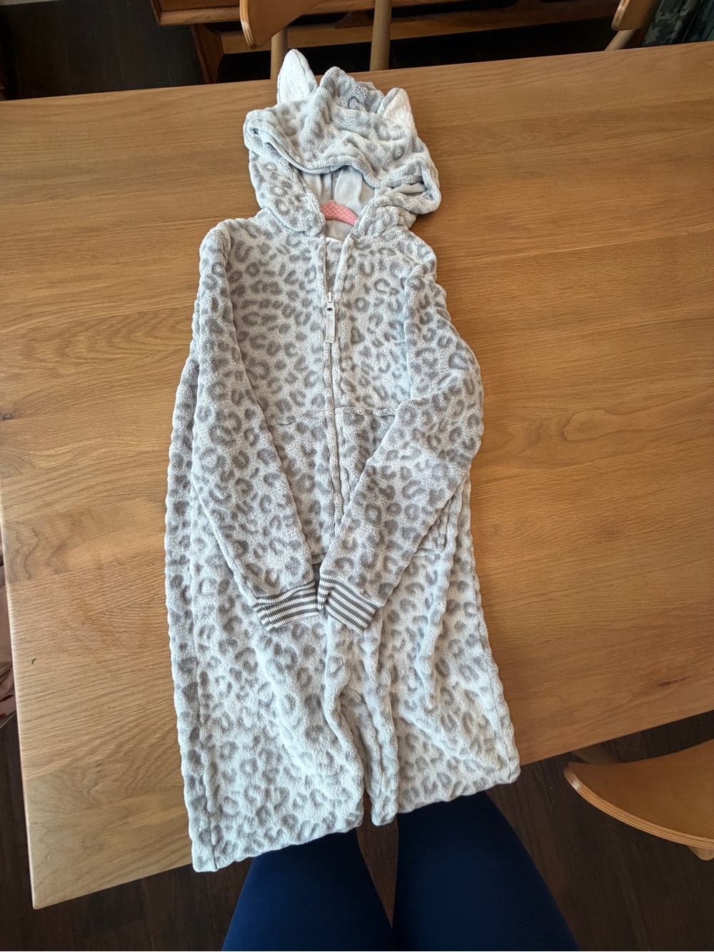 Cat & Jack Gray Leopard Print Hooded One-Piece Sleepwear